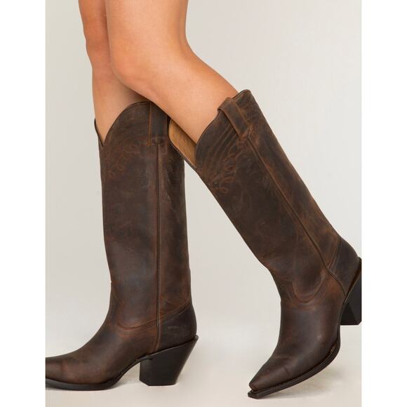 Shyanne Women's Charlene Tall Western Boots Snip Toe Brown Leather Size 8.5 NWOB - Picture 1 of 14